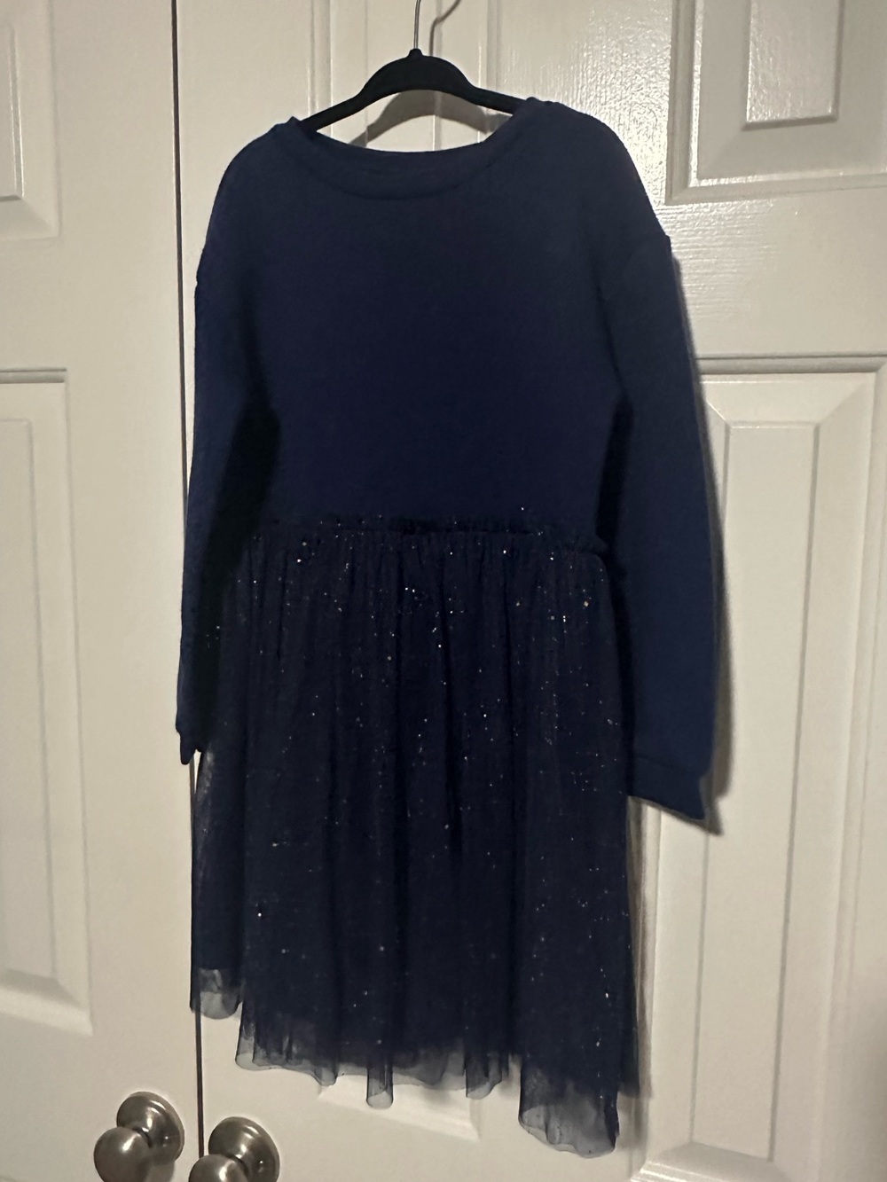 okie dokie Navy Sparkle Tulle Long-Sleeve Dress